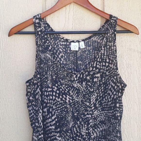 Y2K Nordstroms BP Top Semi Sheer Animal Print High Low Tunic Tank Scoop Neck S - Picture 4 of 8